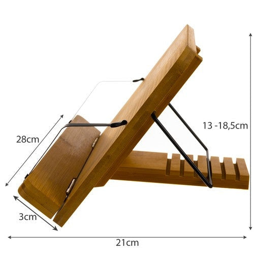 Bokställ i bambu justerbart för böcker/surfplatta/laptop 28 cm
