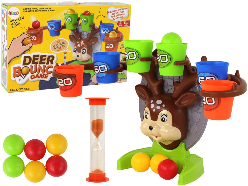 Bollkastningsspel arkad med mål och koppar, 6 bollar, timglas 4+