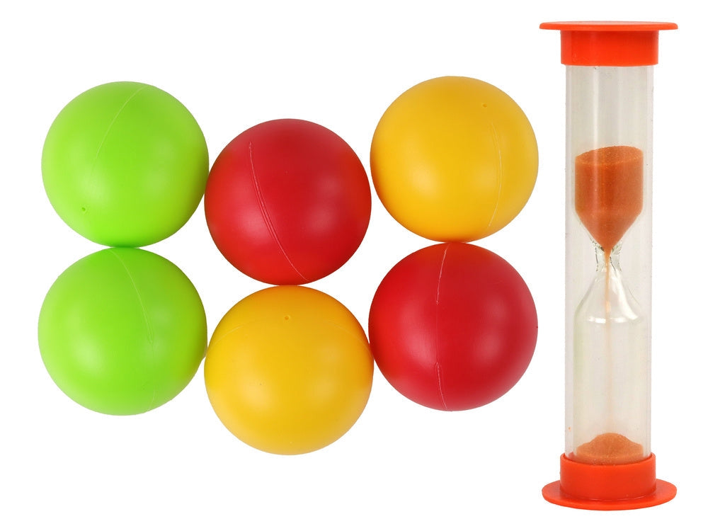Bollkastningsspel arkad med mål och koppar, 6 bollar, timglas 4+