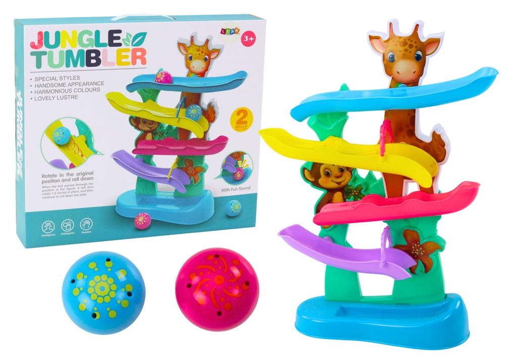 Bollrutschkana giraff med musik och djurljud, 2 bollar, 52 cm