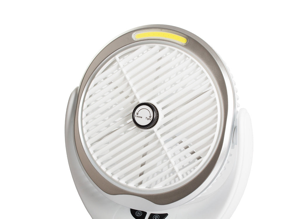 Bordfläkt 14,5 cm med LED-lampa uppladdningsbar USB vit/silver