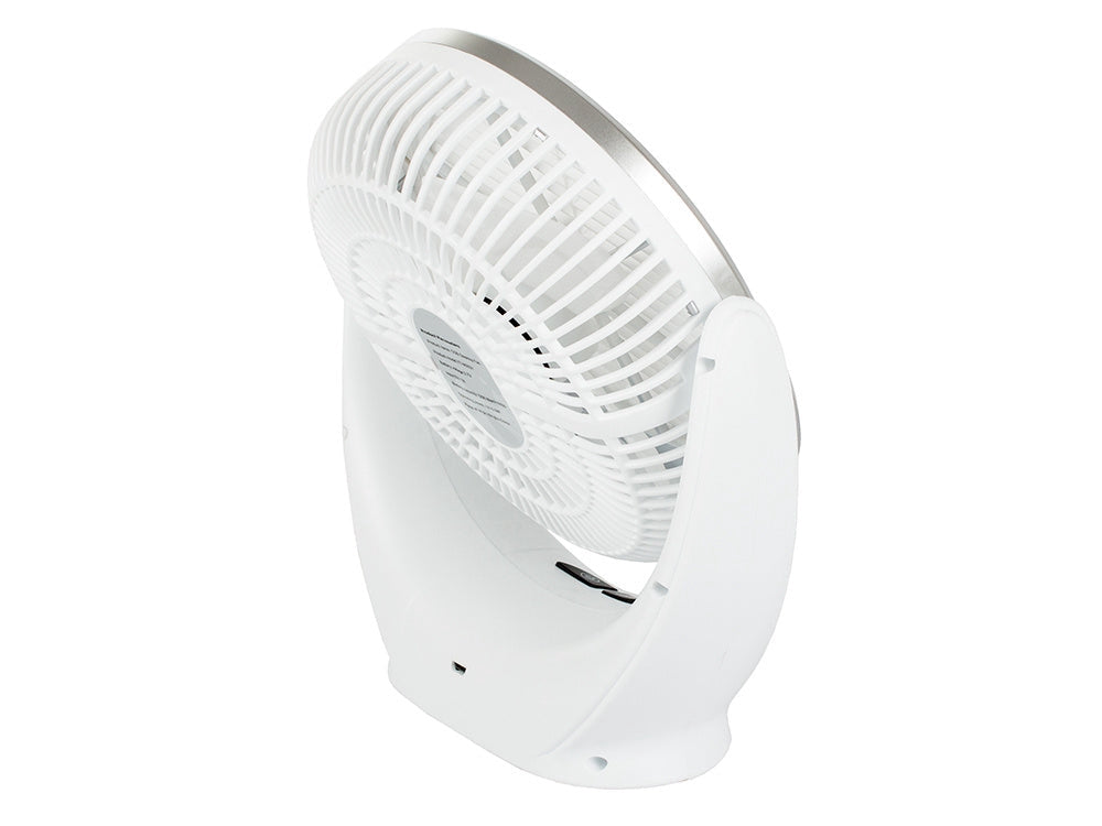 Bordfläkt 14,5 cm med LED-lampa uppladdningsbar USB vit/silver