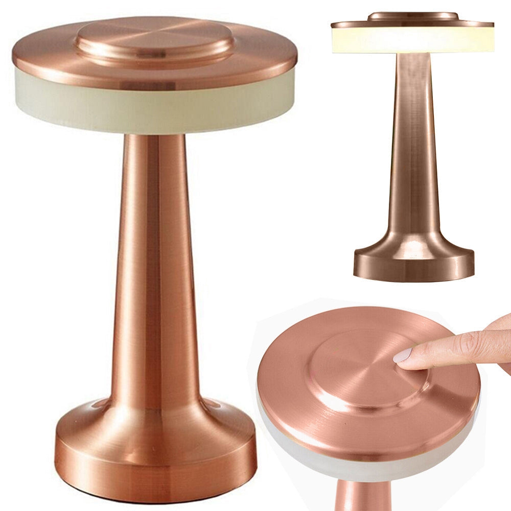 Bordslampa LED 3W dimbar 3 ljuslägen uppladdningsbar koppar 20 cm