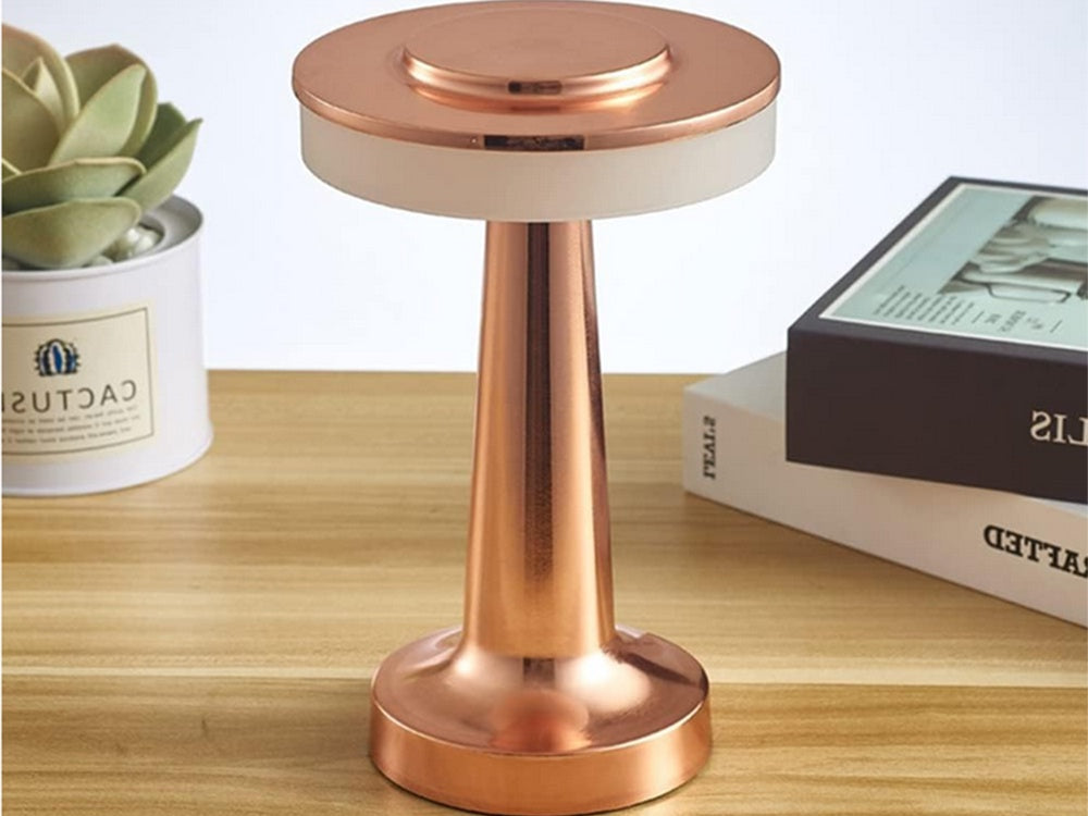 Bordslampa LED 3W dimbar 3 ljuslägen uppladdningsbar koppar 20 cm