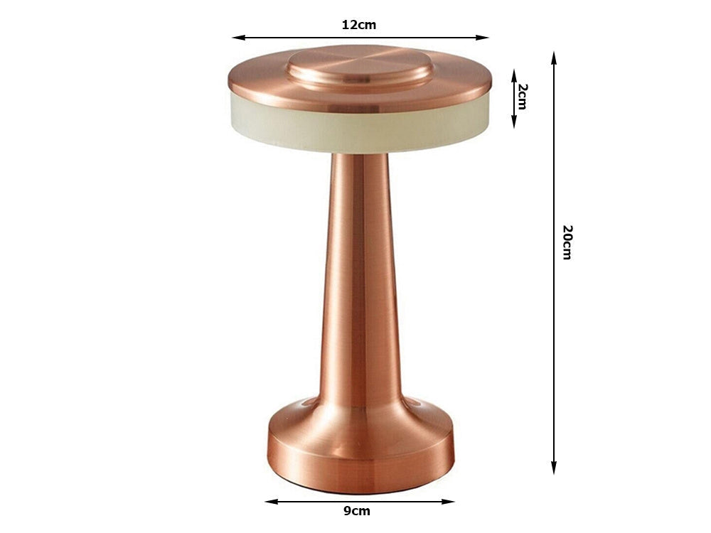 Bordslampa LED 3W dimbar 3 ljuslägen uppladdningsbar koppar 20 cm