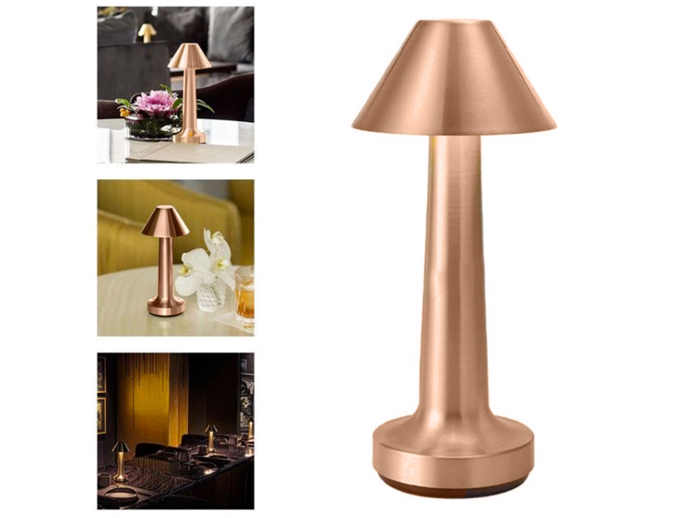 Bordslampa LED uppladdningsbar touch dimbar 3 lägen koppar 23,5 cm