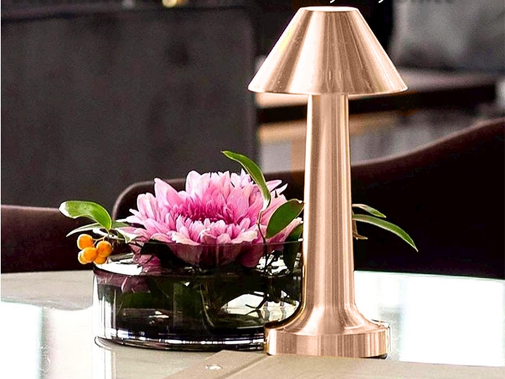 Bordslampa LED uppladdningsbar touch dimbar 3 lägen koppar 23,5 cm