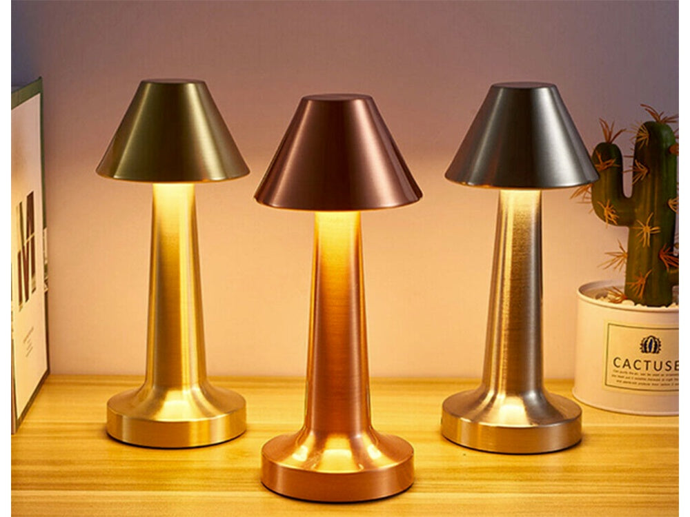 Bordslampa LED uppladdningsbar touch dimbar 3 lägen koppar 23,5 cm