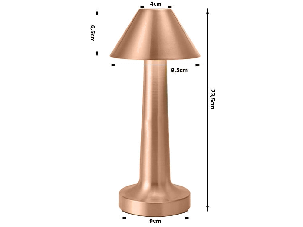 Bordslampa LED uppladdningsbar touch dimbar 3 lägen koppar 23,5 cm