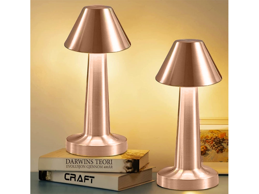 Bordslampa LED uppladdningsbar touch dimbar 3 lägen koppar 23,5 cm