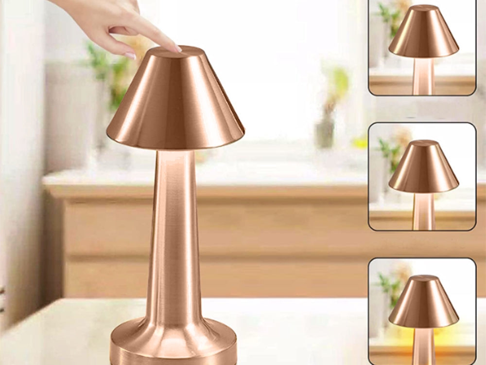 Bordslampa LED uppladdningsbar touch dimbar 3 lägen koppar 23,5 cm