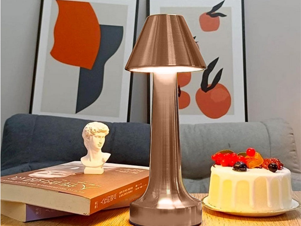 Bordslampa LED uppladdningsbar touch dimbar 3 lägen koppar 23,5 cm