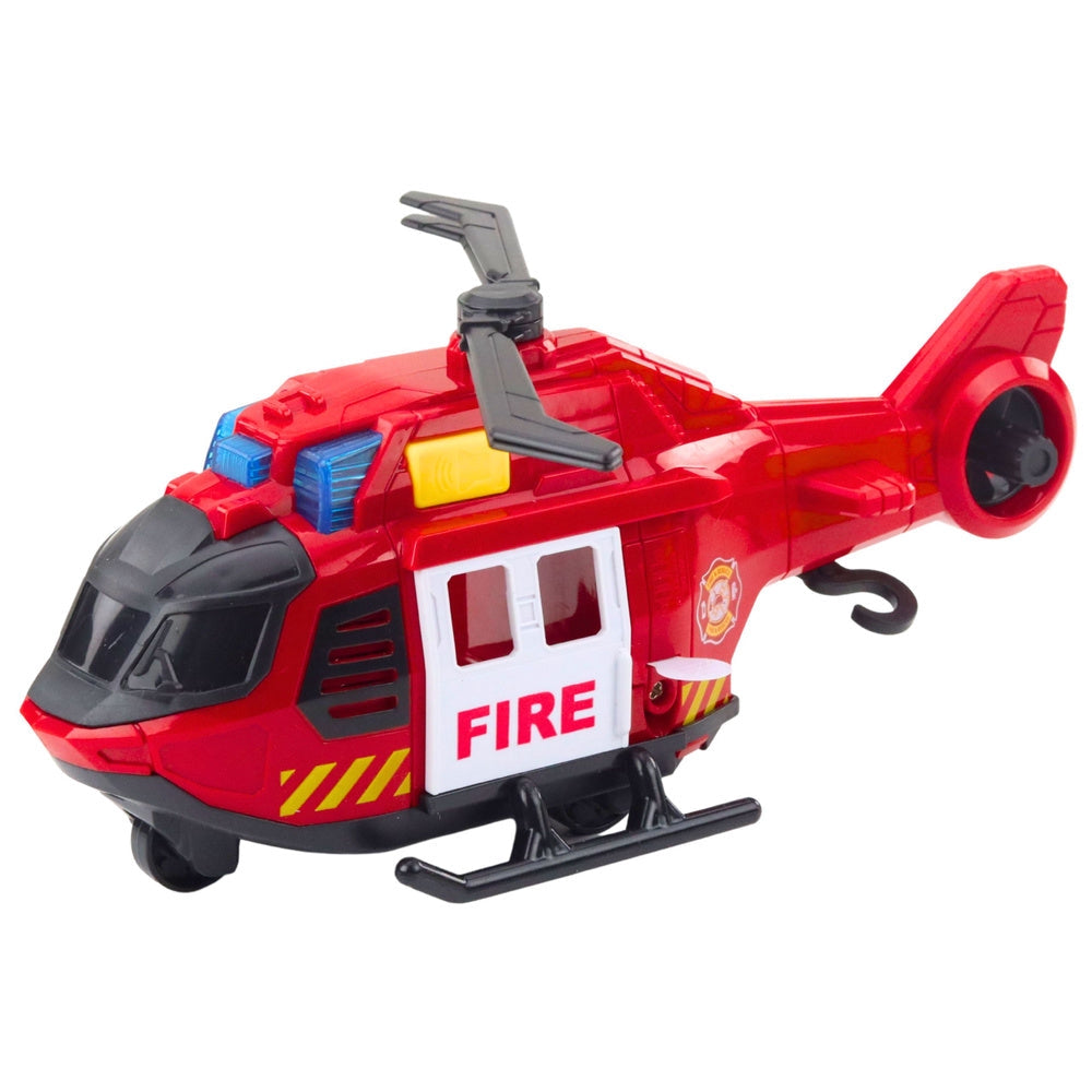 Brandhelikopter leksak 21,5 cm med ljus/ljud, rotor och kran