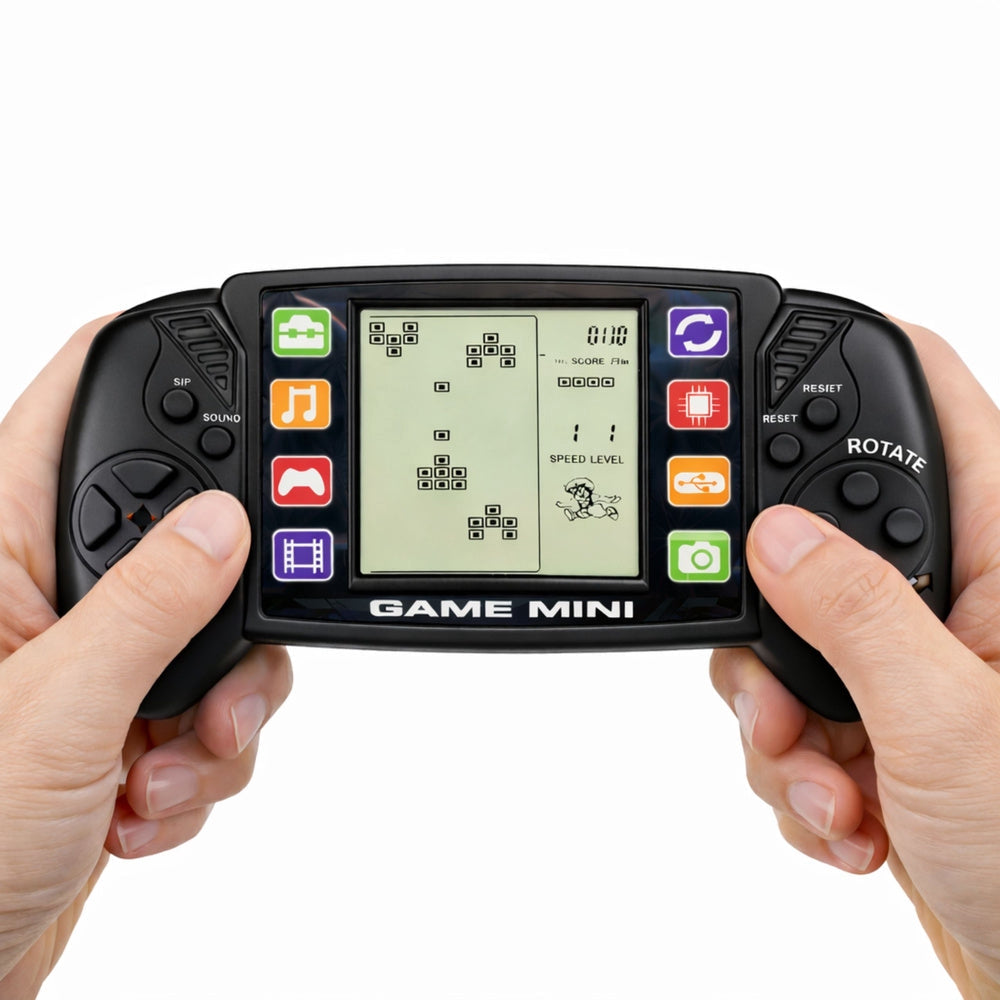Bärbar Tetris spelkonsol med LCD-skärm, svart, 2x AA