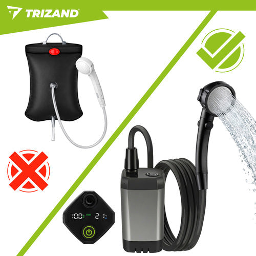 Bärbar campingdusch 6000mAh med pump 2 m slang USB-C 90–120 min