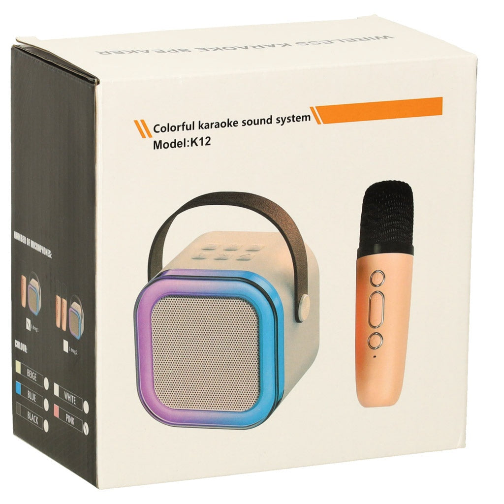 Bärbart karaoke-set Bluetooth-högtalare 6W + mikrofon rosa