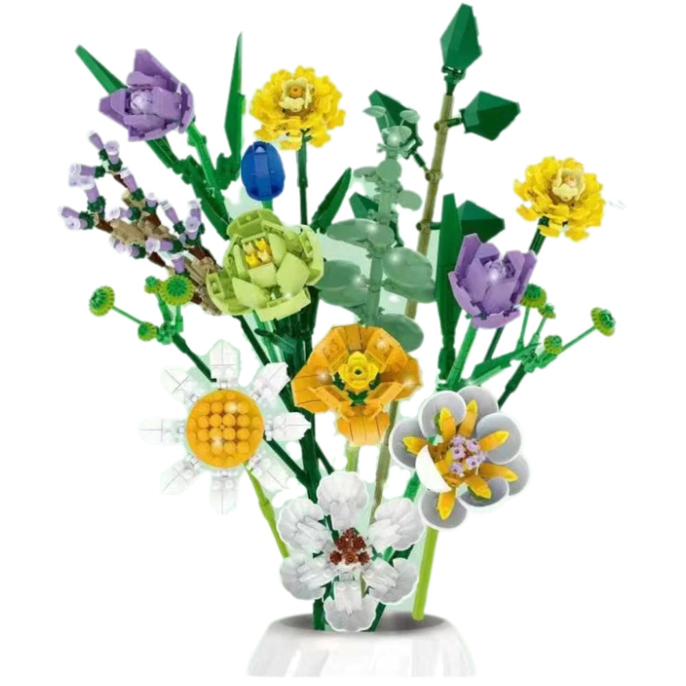 Byggblockset blommor 997 delar, 13 blomtyper, presentlåda