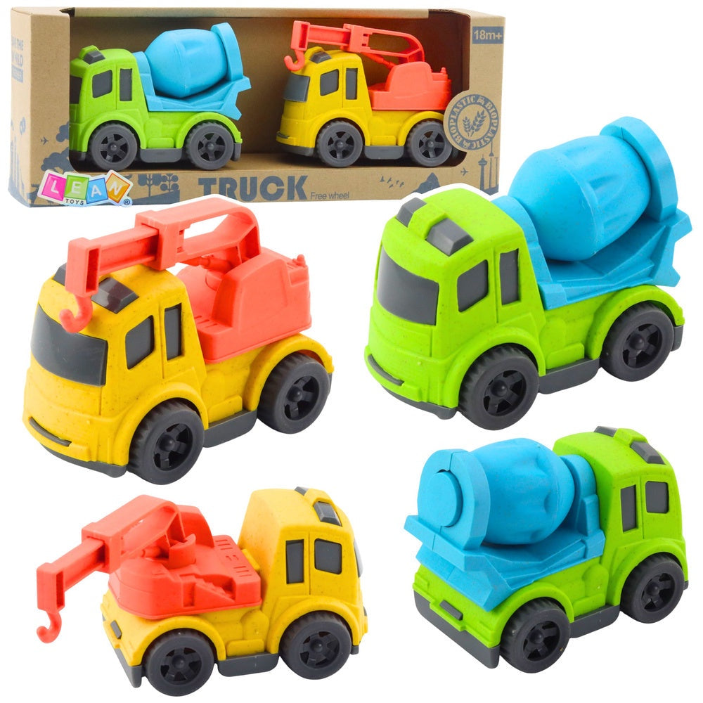 Byggfordon leksaksset 2-pack betongblandare & krokbil 10x8 cm