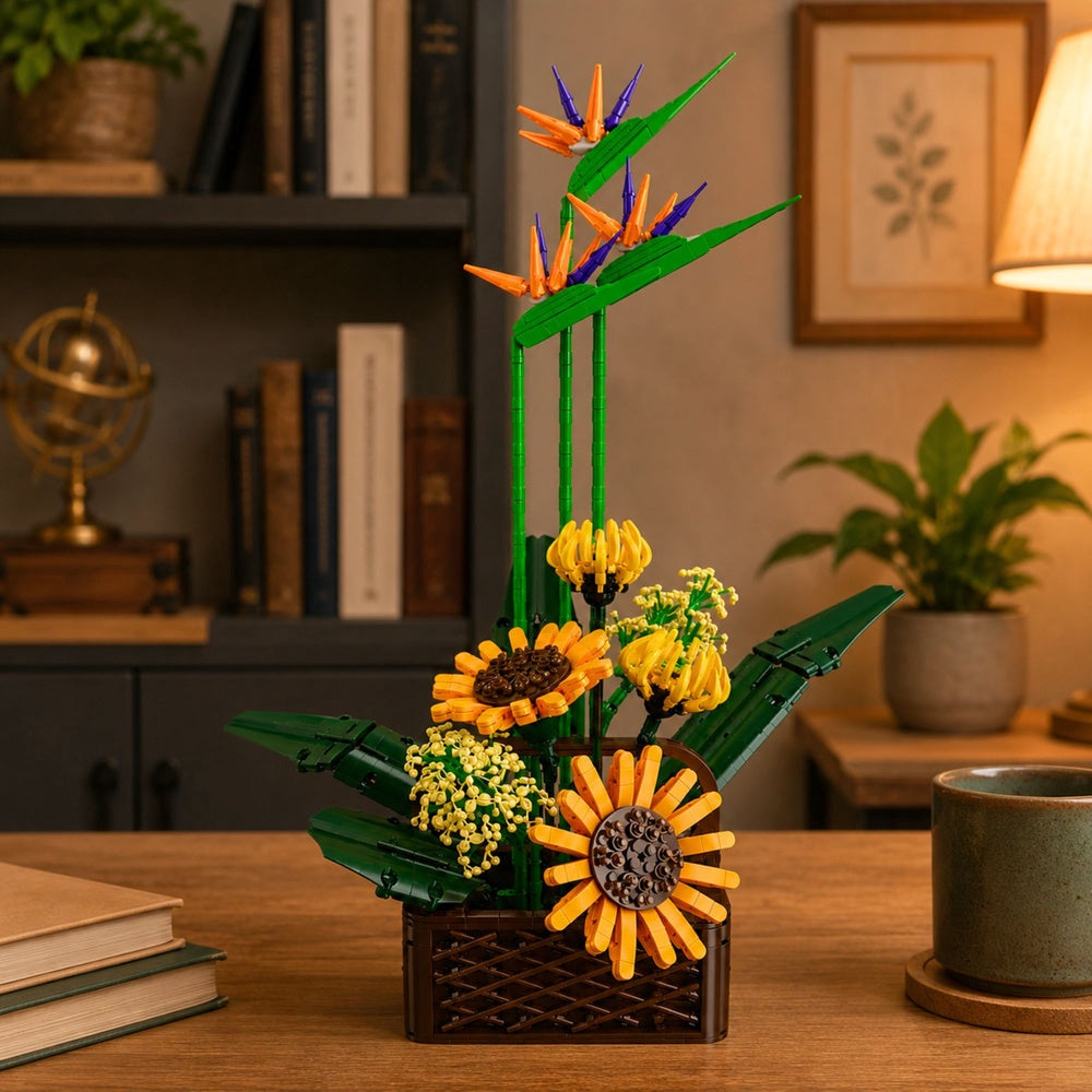 Byggsats blomsterarrangemang i kruka 1608 delar ABS-plast
