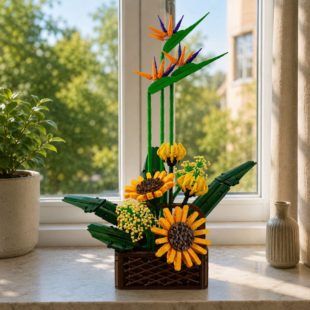 Byggsats blomsterarrangemang i kruka 1608 delar ABS-plast