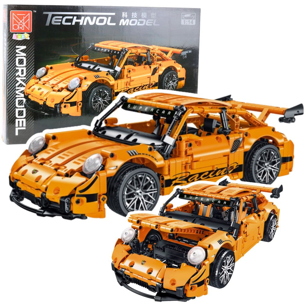 Byggsats sportbil GT Racing 1:14 1268 delar orange öppningsbara dörrar
