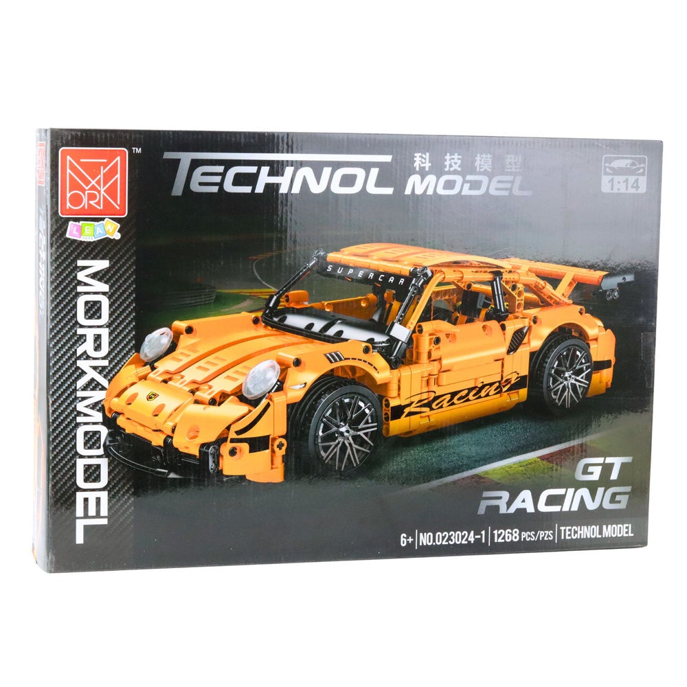 Byggsats sportbil GT Racing 1:14 1268 delar orange öppningsbara dörrar