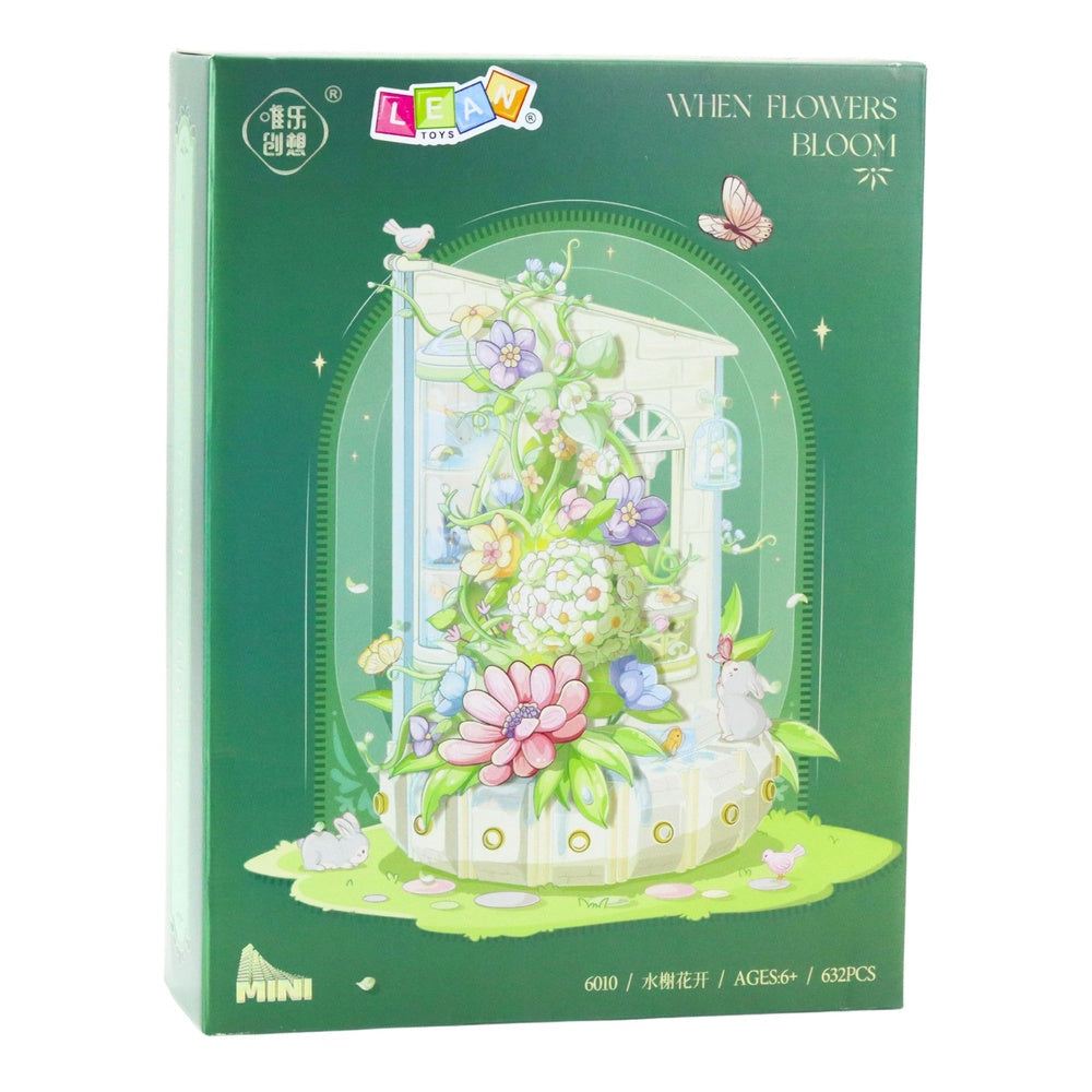 Byggset blomsterträdgård 632 delar med LED-ljus 16x11x7 cm