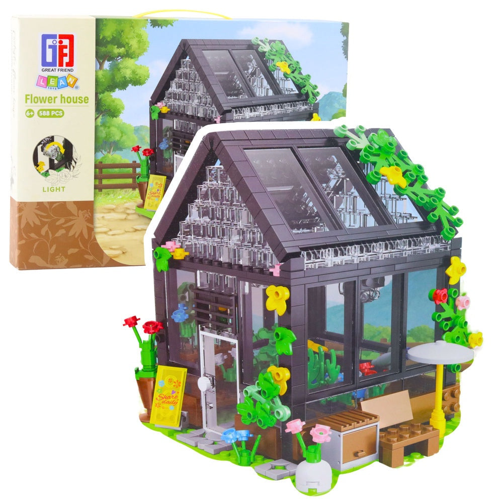Byggset mini växthus 588 delar ABS 16x15x14 cm trädgårdstema