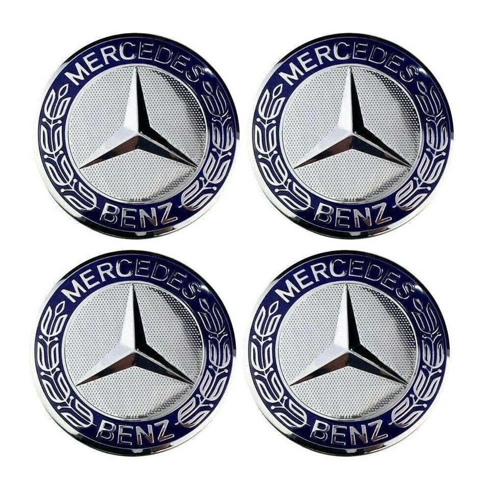 Centrumkåpor hjulnav 75 mm Mercedes-Benz logga 4-pack silver/svart