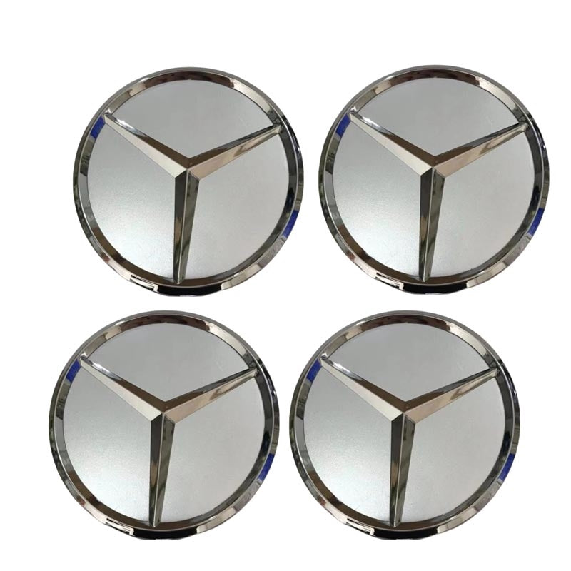 Centrumkåpor hjulnav 75 mm Mercedes-Benz logga 4-pack silver/svart