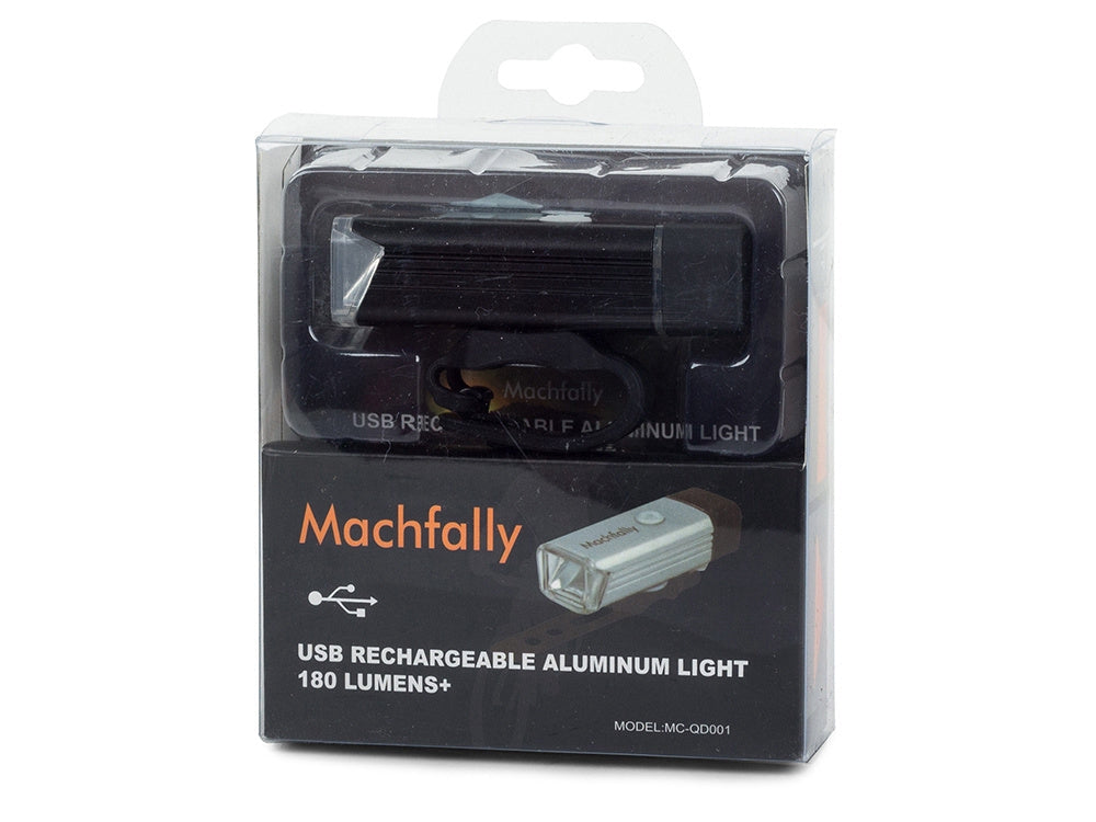 Cykellampa fram LED 180 lm USB-laddning svart 8 cm med fäste