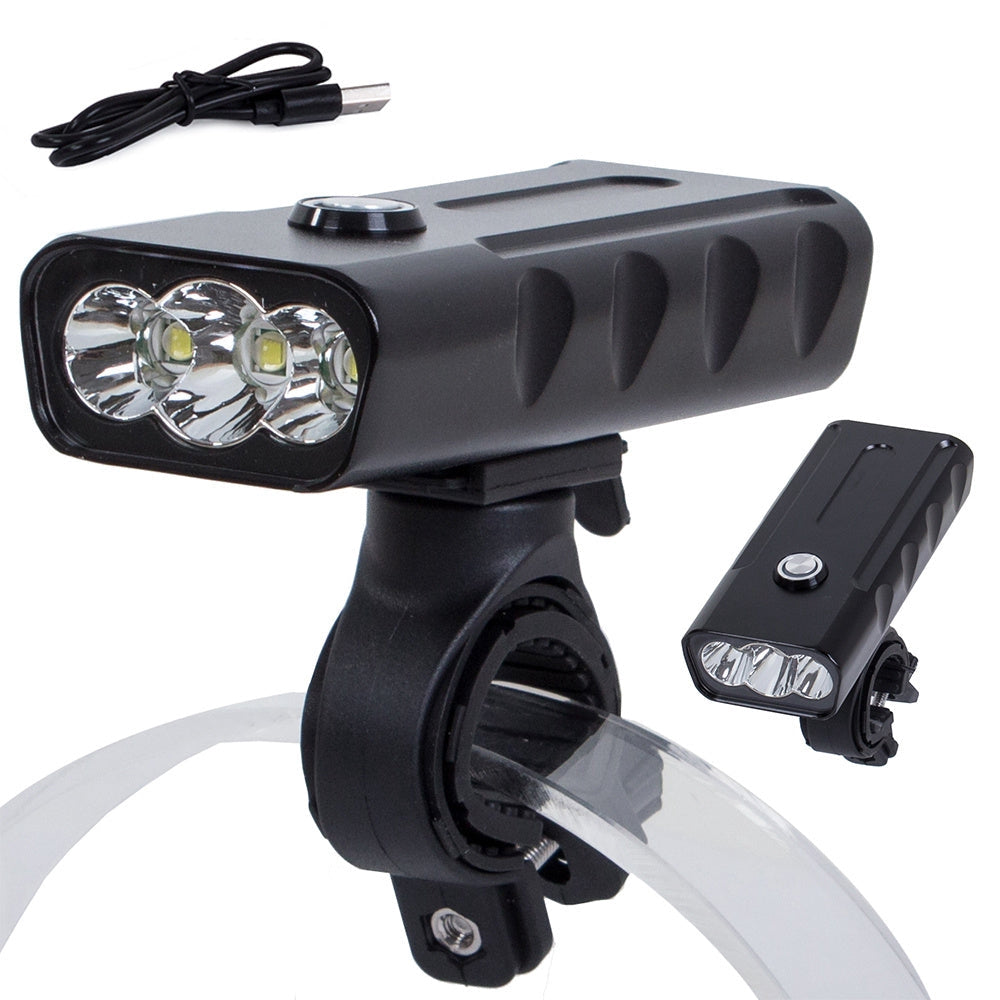 Cykellampa med powerbank 3x CREE XM-L T6 USB IPX5 svart