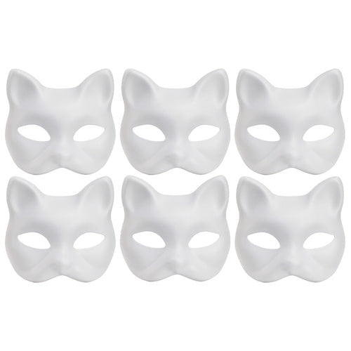 DIY kattmasker i filt 6-pack 17x18 cm vit pysselset för barn