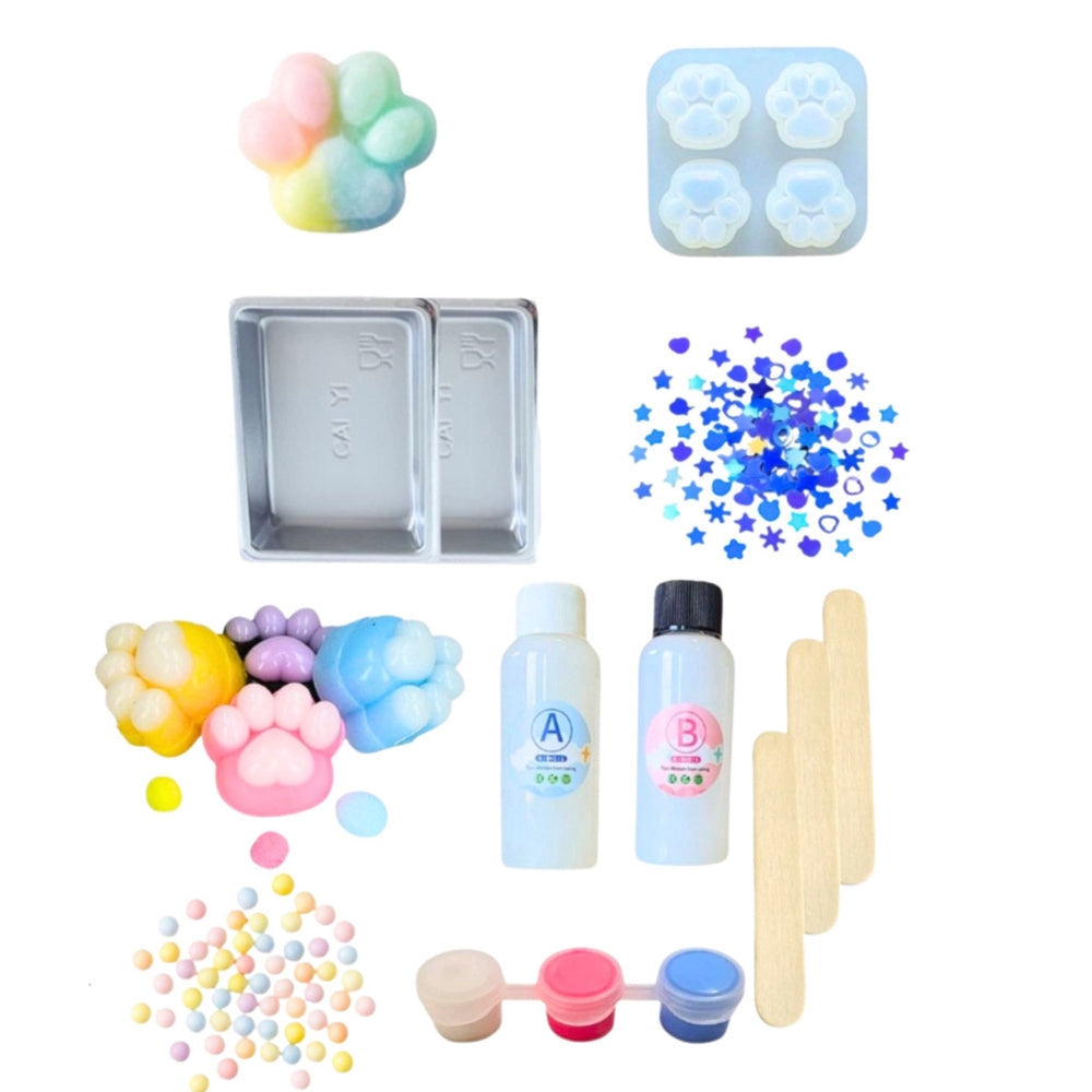 DIY pysselsats squishy kattklor 28 delar med geler, färger & dekoration