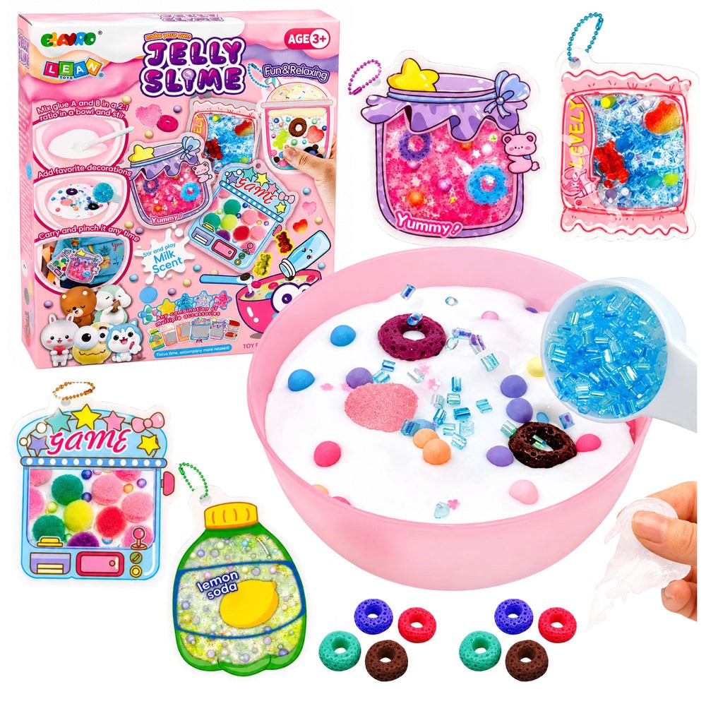DIY slime kit med lim 2x100 ml, aktivator 50 ml, dekorationer 8 st