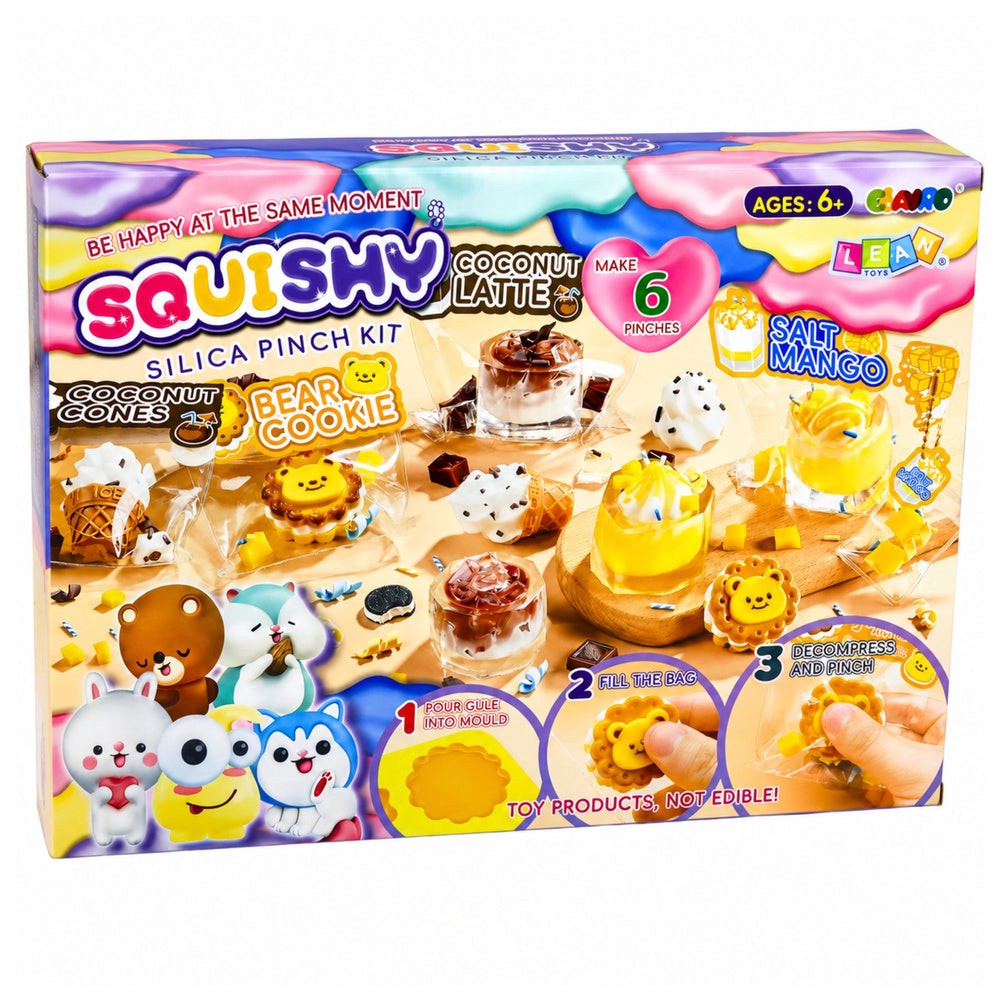 DIY squishy pysselkit med formar och dekorationer, gör 6 squishies