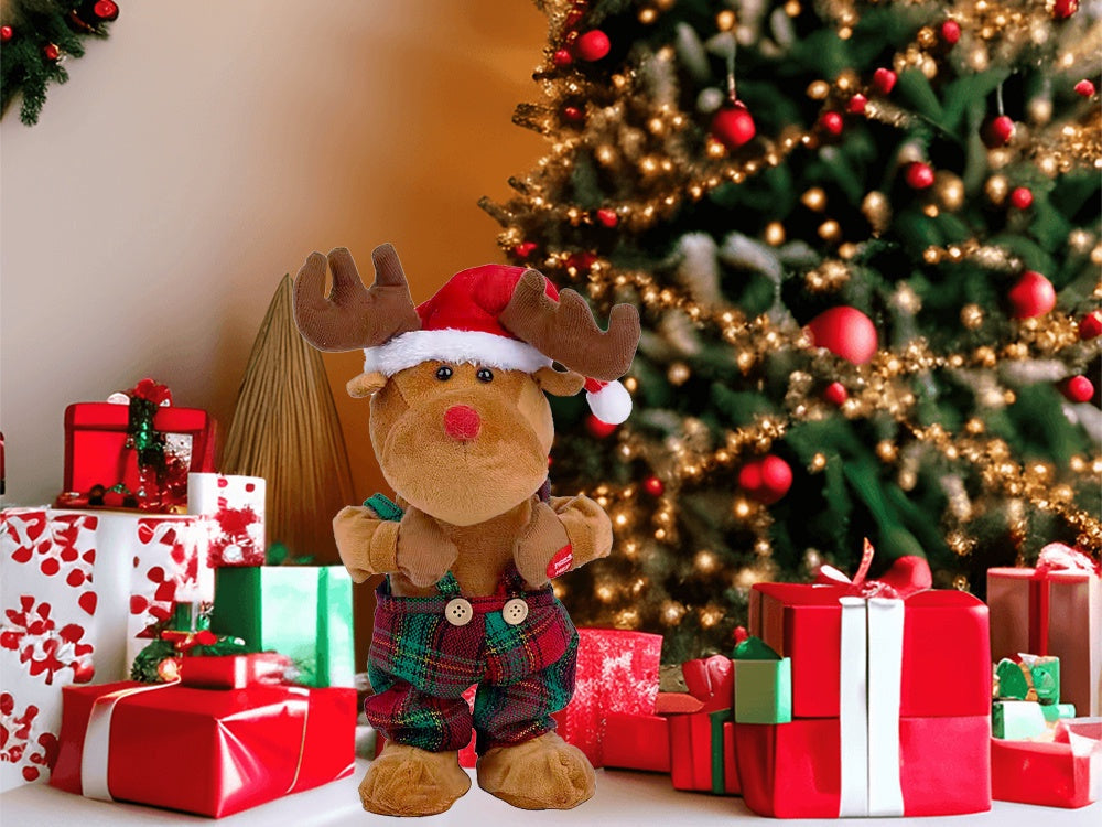 Dansande och sjungande julren 32 cm, sjunger Jingle Bells, 3xAA