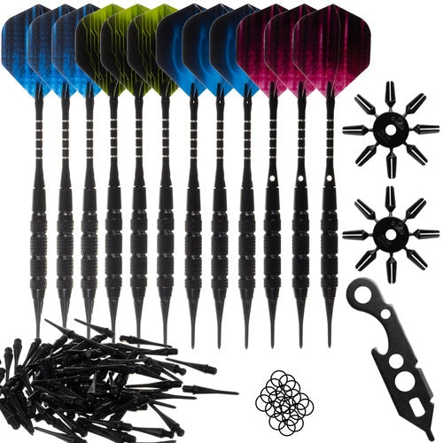Dartset mjuka spetsar 18 g 12 pilar + 100 spetsar med verktyg