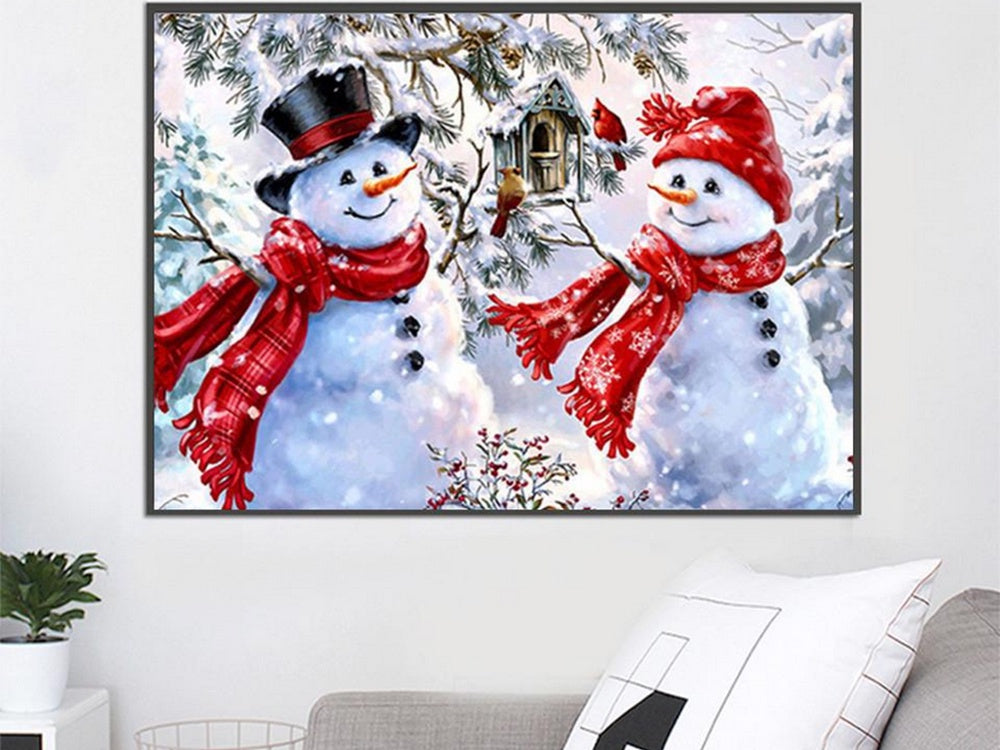 Diamond painting-set snögubbar 30x40 cm 5D inkl stenar och verktyg