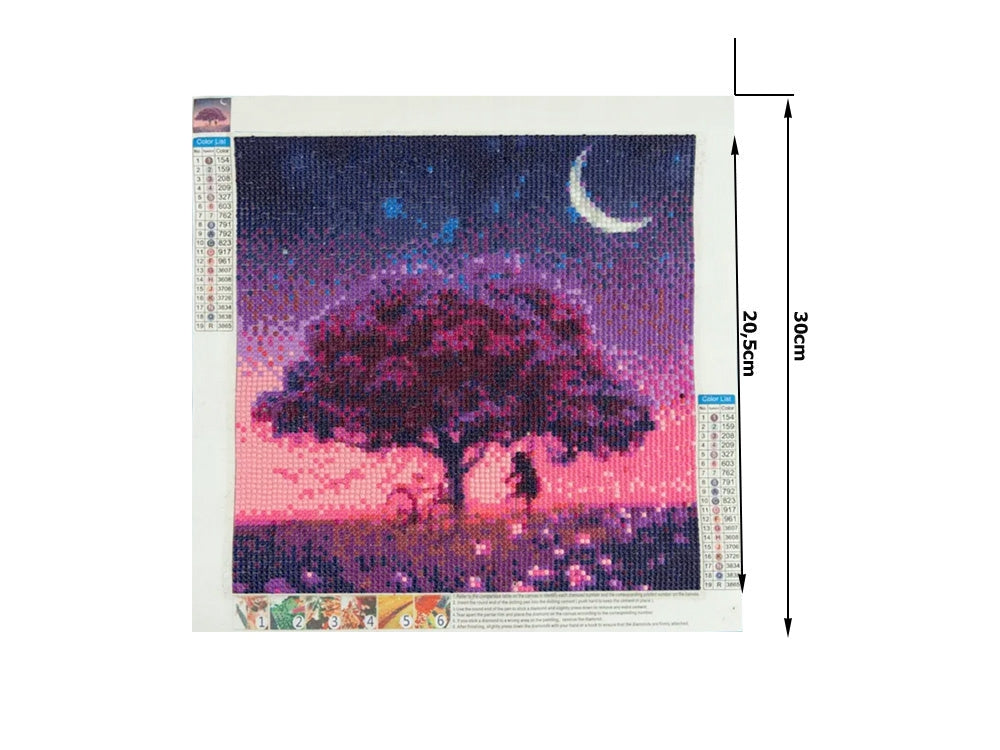 Diamond painting-set trädmotiv 30x30 cm runda diamanter