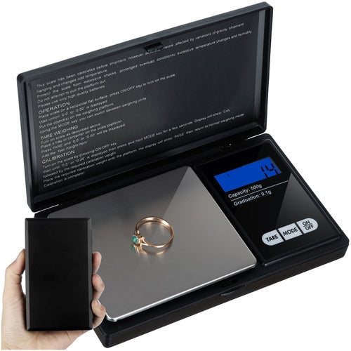 Digital fickvåg 500 g/0,1 g med tare och bakgrundsbelyst display