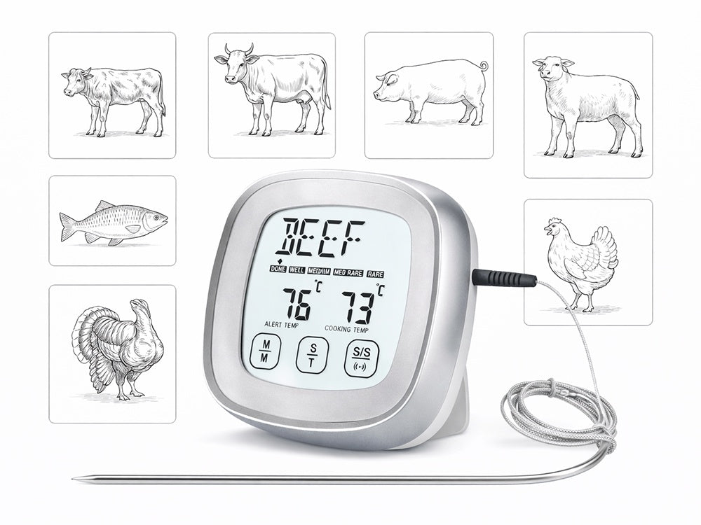 Digital stektermometer med touchscreen och probe 120 cm, -20 till 300°C