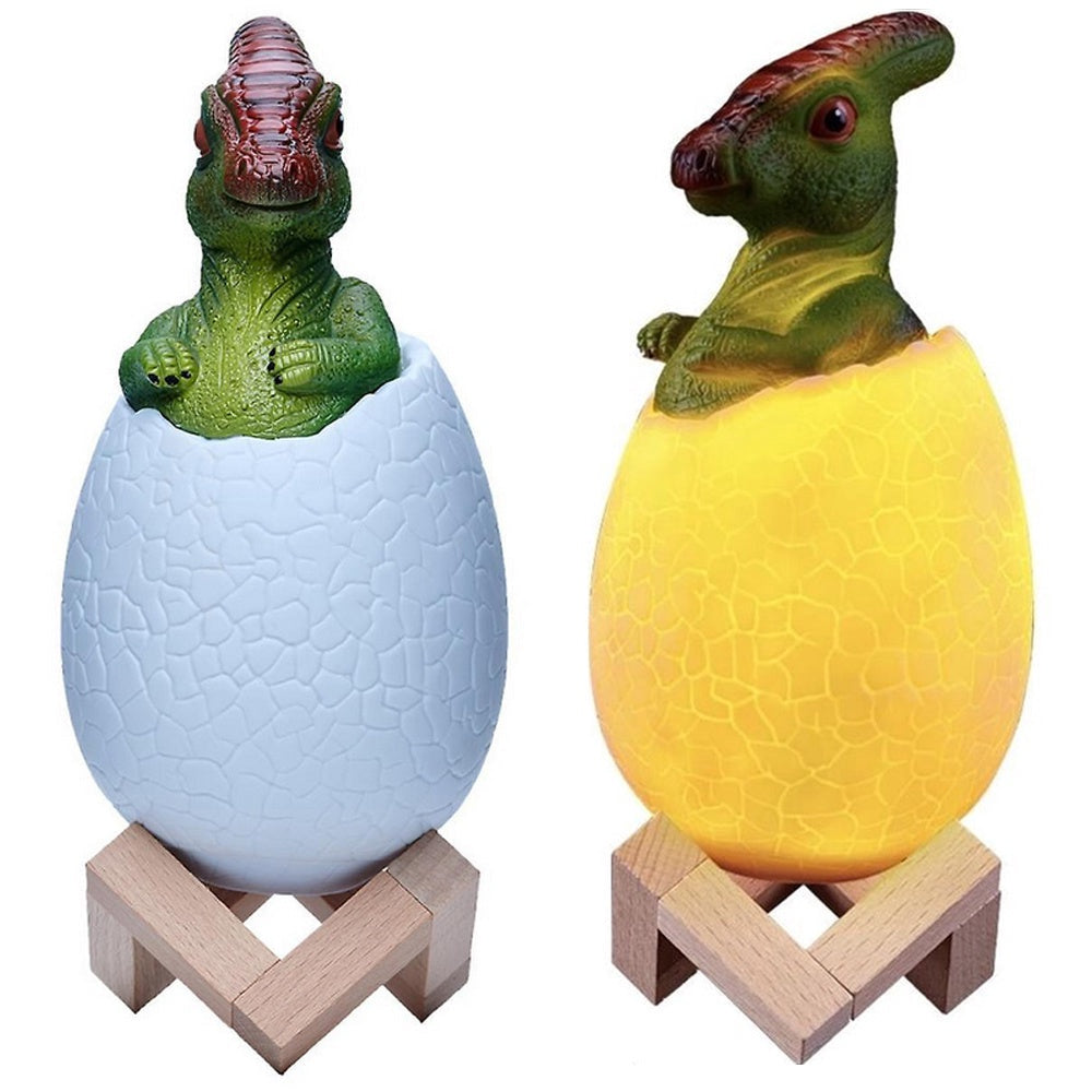Dinosaurielampa RGB LED med träbas 7 färglägen inkl strömkabel