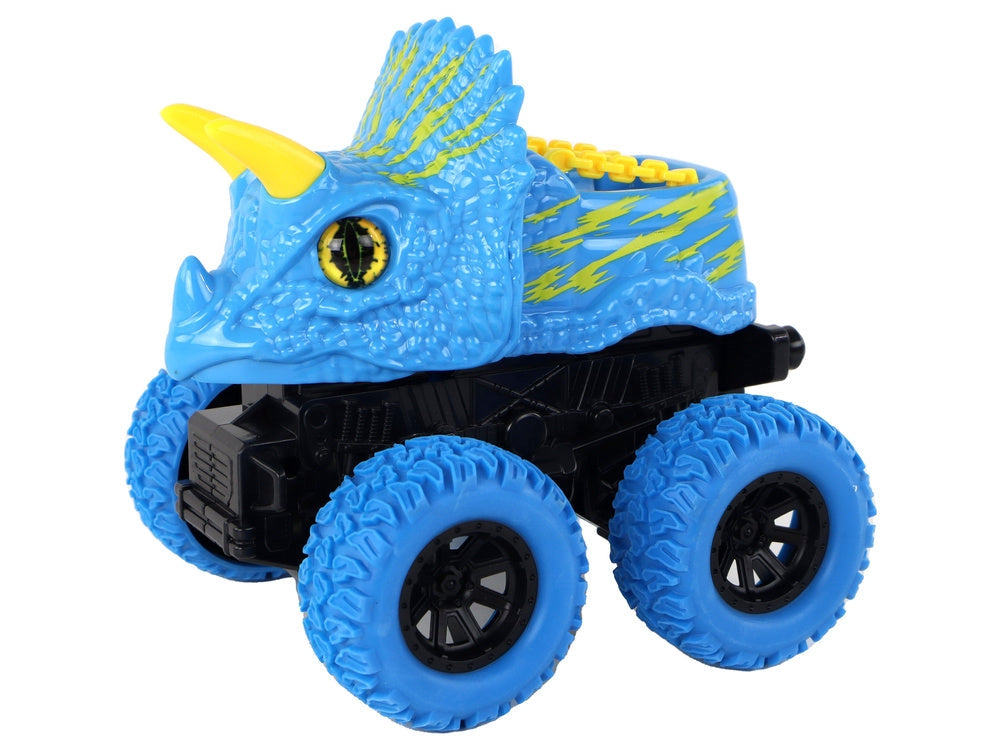 Dinosaurie leksaksfordon Triceratops friktionsdrift blå 13 cm