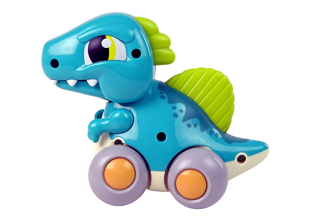 Dinosaurie på hjul leksak 13 cm, tryck-och-rulla, från 3 år