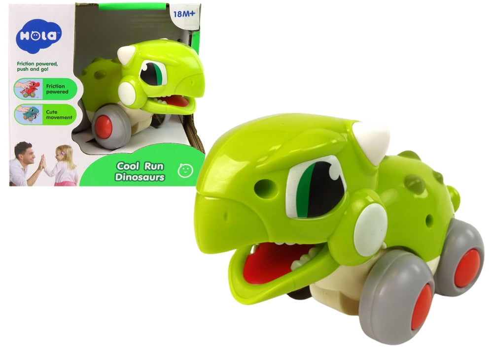 Dinosaurie på hjul leksak med friktionsdrift 14 cm, från 18 mån