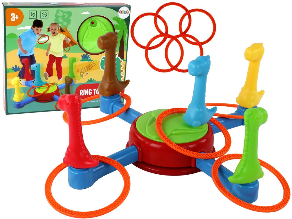 Dinosaurie ringkastningsspel 360° karusell med musik, 5 dinosaurier