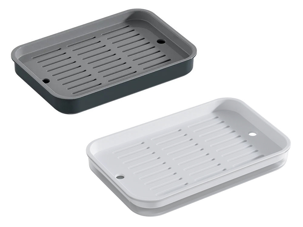 Diskbricka med avrinningsinsats plast 37x24,5 cm grå/vit mix