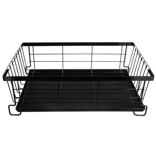Diskställ 2 våningar med droppskål och bestickställ svart 43x29x27