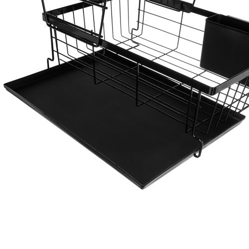 Diskställ 2 våningar med droppskål och bestickställ svart 43x29x27